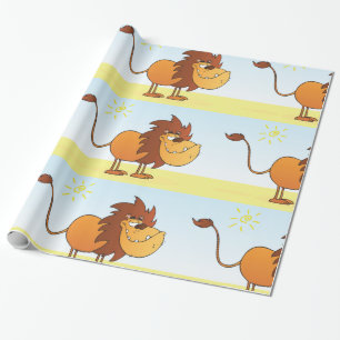 Lönsam Tecknad Lejon i Sol Safari Animal Presentpapper