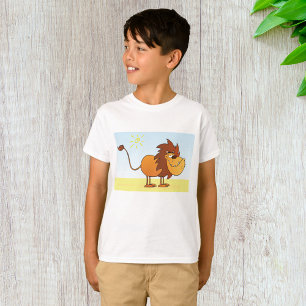 Lönsam Tecknad Lejon i Sol Safari Animal T Shirt