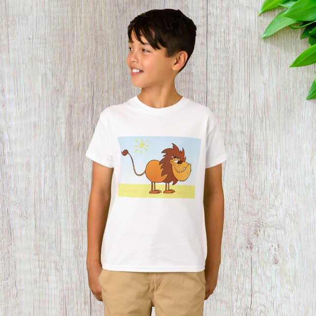Lönsam Tecknad Lejon i Sol Safari Animal T Shirt (Skapare uppladdad)