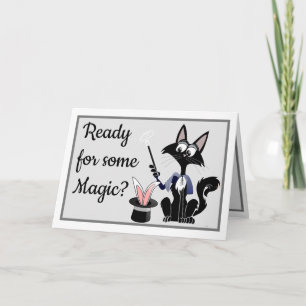 Lönsam tecknad, magi med katt, kaninfödelsedag inbjudan