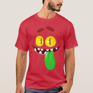 Lönsam Tecknad Monster Ansikte visar Tunga T Shirt