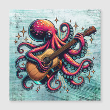 Lönsam Tecknad Octopus spelar Guitar