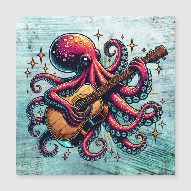Lönsam Tecknad Octopus spelar Guitar (Framsida)