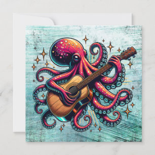 Lönsam Tecknad Octopus spelar Guitar