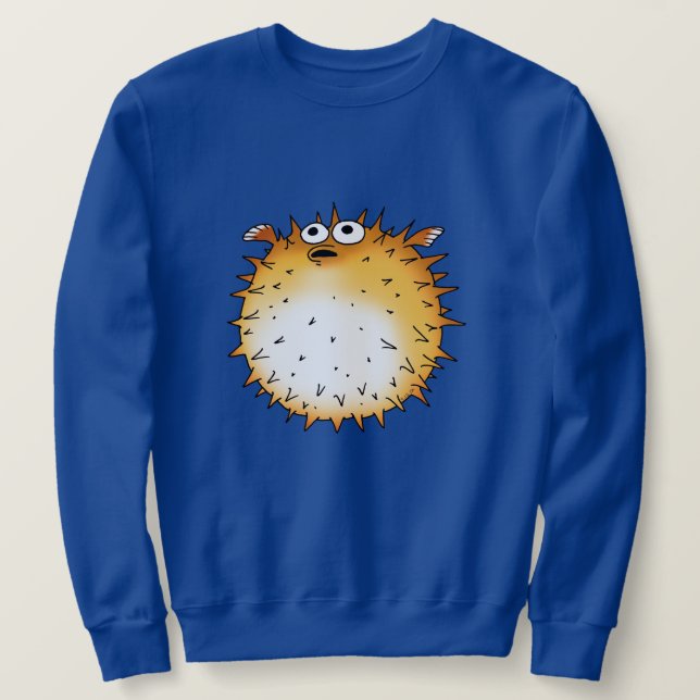 Lönsam Tecknad Puffer-fiskdesign Lång Ärmad Tröja (Design framsida)
