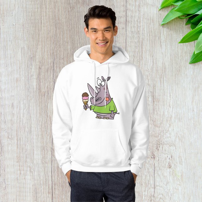 Lönsam Tecknad Rhino Eating Ice Cream Cute Animal Hoodie (Skapare uppladdad)