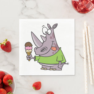 Lönsam Tecknad Rhino Eating Ice Cream Cute Animal Pappersservett