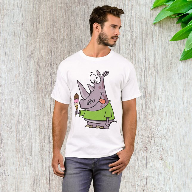 Lönsam Tecknad Rhino Eating Ice Cream Cute Animal T Shirt (Skapare uppladdad)