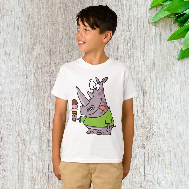 Lönsam Tecknad Rhino Eating Ice Cream Cute Animal T Shirt (Skapare uppladdad)
