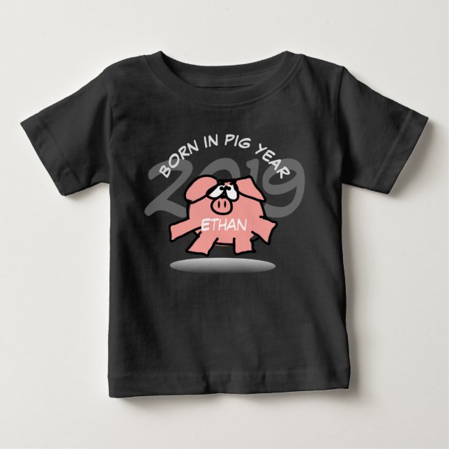 Lönsam Tecknad Rosa Gris 2019 Personlig Baby Tee (Framsida)