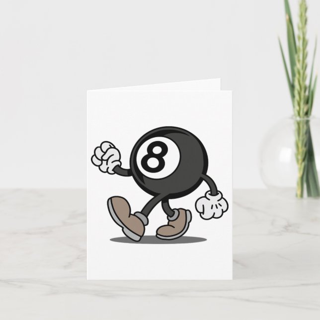 Lönsam Tecknad Snooker Billiard Player 8-ll Kort (Framsida)