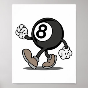 Lönsam Tecknad Snooker Billiard Player 8-ll Poster