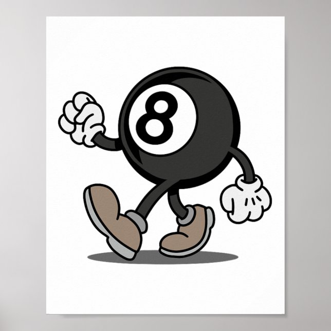 Lönsam Tecknad Snooker Billiard Player 8-ll Poster (Framsidan)