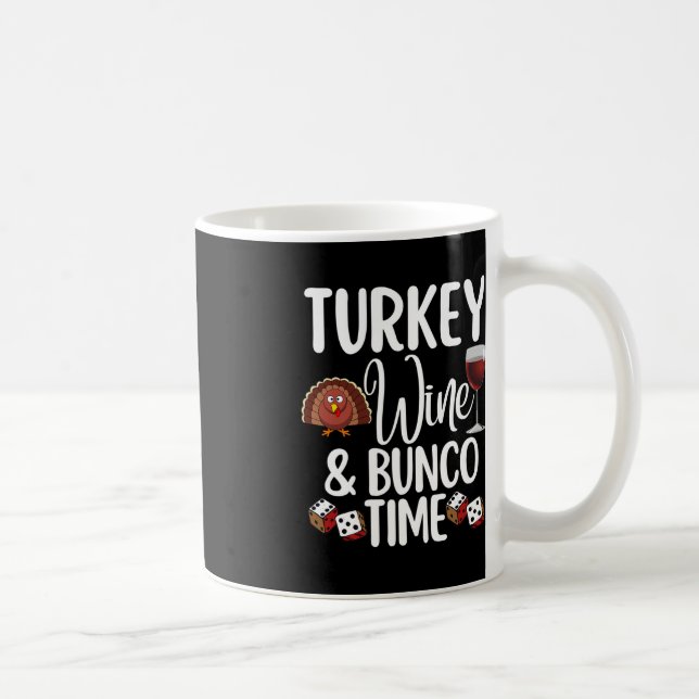 Lönsam Thanksgiving Fall Humor Turkiet Vin och Bun Kaffemugg (Höger)