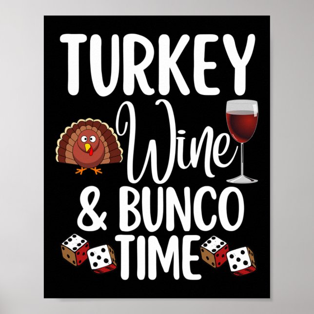 Lönsam Thanksgiving Fall Humor Turkiet Vin och Bun Poster (Framsidan)