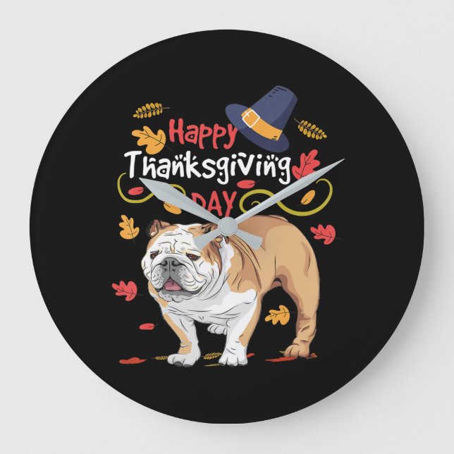 Lönsam Thanksgiving-gåvor för engelska Bulldog Stor Klocka (Framsida)