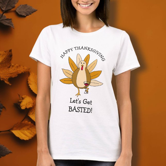 Lönsam Thanksgiving Humor Turkiet med Vin T Shirt (Skapare uppladdad)