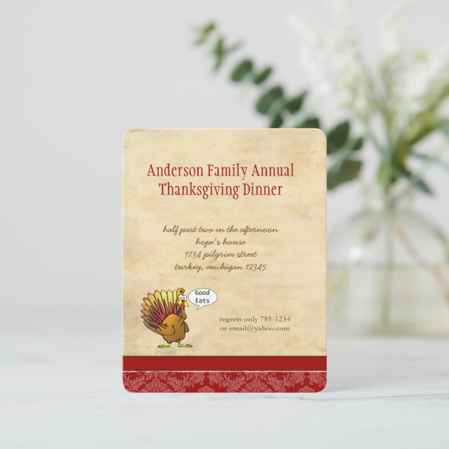 Lönsam Thanksgiving Inbjudan till middagen (Stående Fram)