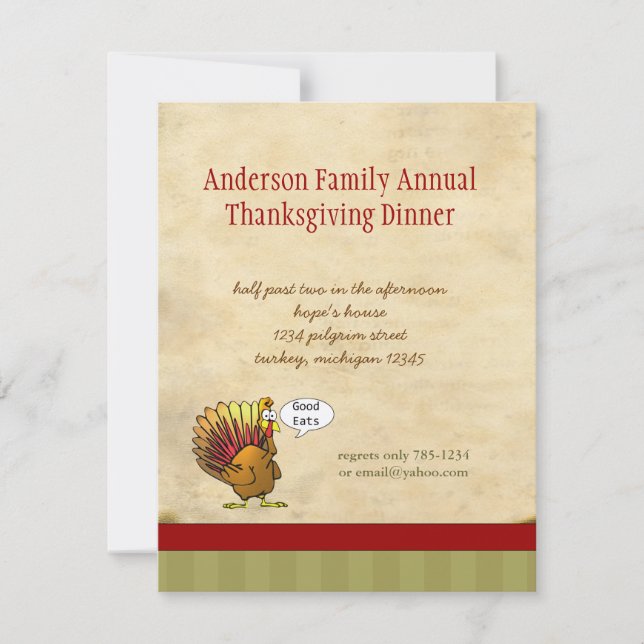 Lönsam Thanksgiving Inbjudan till middagen (Framsida)