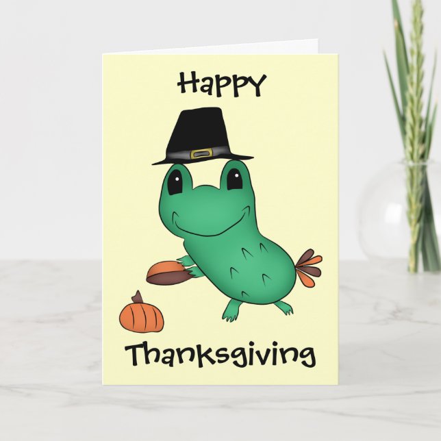 Lönsam Thanksgiving pilgrimgroda Helgkort (Framsida)