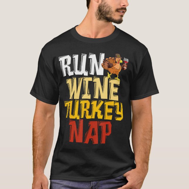 Lönsam Thanksgiving Springer - Springa Vin Turkiet T Shirt (Framsida)