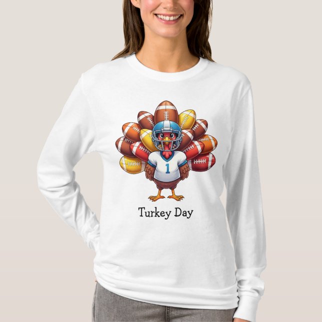 Lönsam Thanksgiving Turkiet Dag Fotboll T Shirt (Framsida)