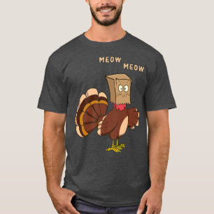 Lönsam Thanksgiving Turkiet Fake Cat Thanksgiving T Shirt