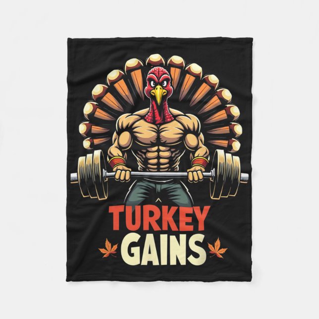 Lönsam Thanksgiving Turkiet Gains Motivation Gym W Fleecefilt (Framsidan)