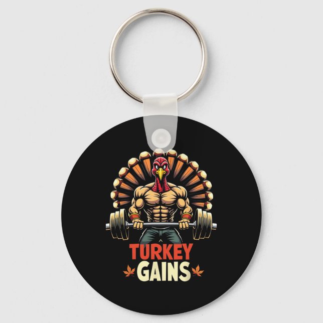 Lönsam Thanksgiving Turkiet Gains Motivation Gym W Nyckelring (Framsida)