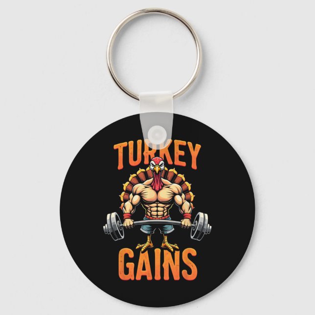 Lönsam Thanksgiving Turkiet Gains Motivation Gym W Nyckelring (Framsida)