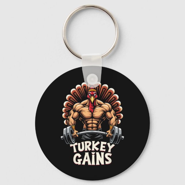 Lönsam Thanksgiving Turkiet Gains Motivation Gym W Nyckelring (Framsida)
