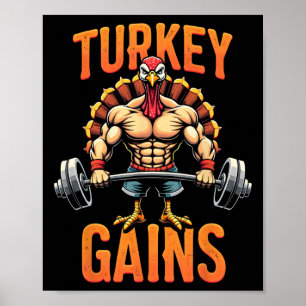 Lönsam Thanksgiving Turkiet Gains Motivation Gym W Poster