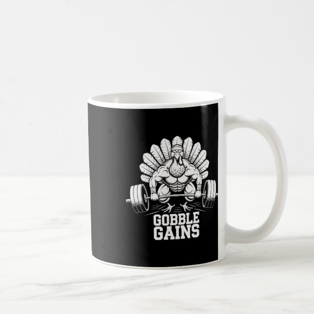 Lönsam Thanksgiving Turkiet Gobble Gains Gym Worko Kaffemugg (Höger)