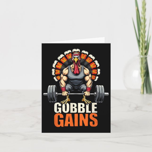 Lönsam Thanksgiving Turkiet Gobble Gains Gym Worko Kort (Framsida)