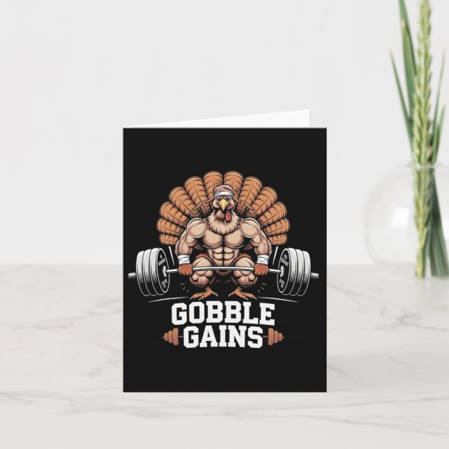 Lönsam Thanksgiving Turkiet Gobble Gains Gym Worko Kort (Framsida)