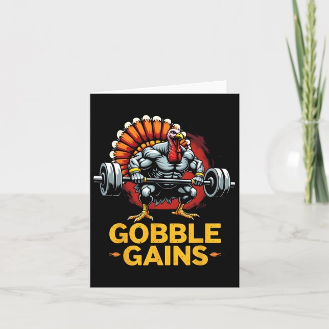 Lönsam Thanksgiving Turkiet Gobble Gains Gym Worko Kort (Framsida)