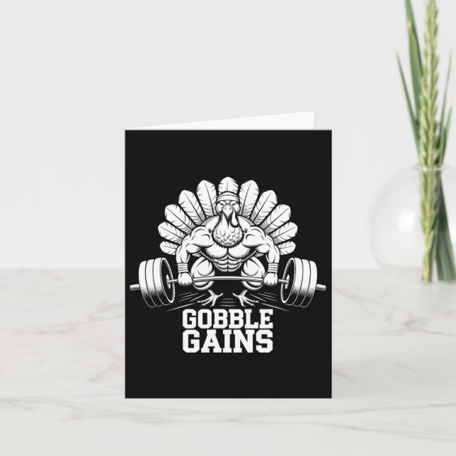 Lönsam Thanksgiving Turkiet Gobble Gains Gym Worko Kort (Framsida)