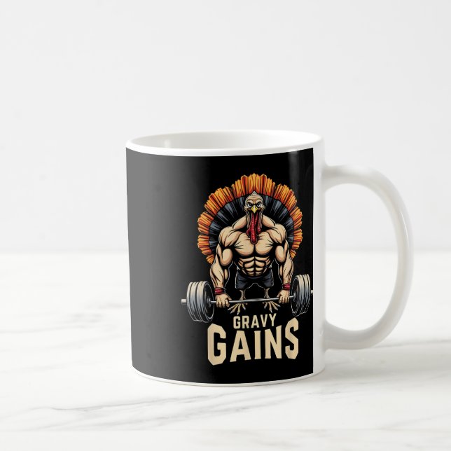 Lönsam Thanksgiving Turkiet Gravy Gains Motivation Kaffemugg (Höger)