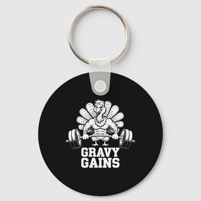 Lönsam Thanksgiving Turkiet Gravy Gains Motivation Nyckelring (Framsida)
