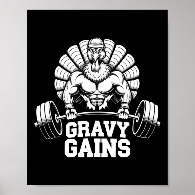 Lönsam Thanksgiving Turkiet Gravy Gains Motivation Poster (Framsidan)