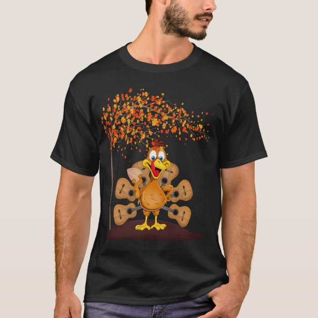 Lönsam Thanksgiving Turkiet Guitar T Shirt (Framsida)