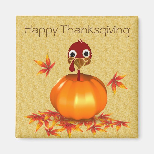 Lönsam Thanksgiving Turkiet i Pumpkin - Magnet (Framsidan)