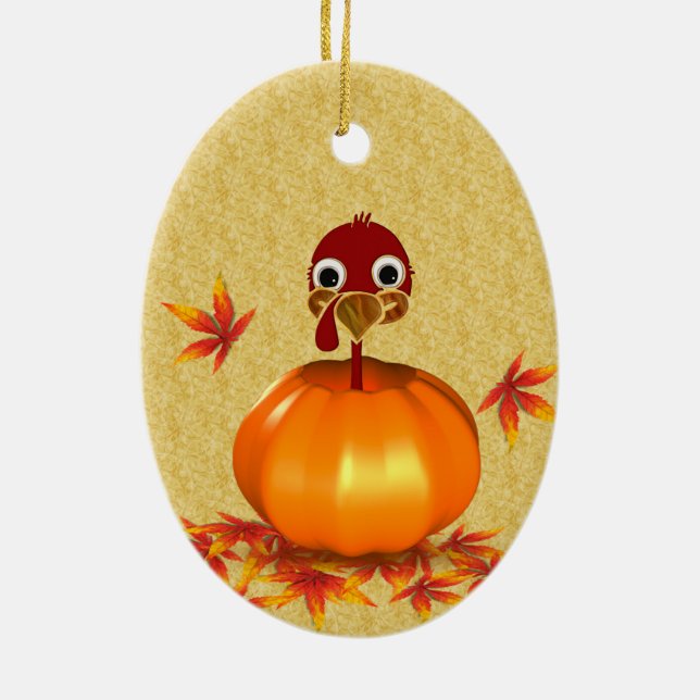 Lönsam Thanksgiving Turkiet i Pumpkin - Ornament (Baksidan)