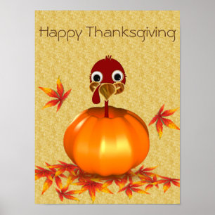 Lönsam Thanksgiving Turkiet i Pumpkin - Poster