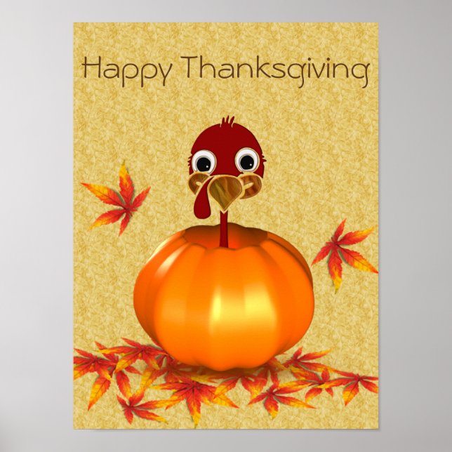 Lönsam Thanksgiving Turkiet i Pumpkin - Poster (Framsidan)