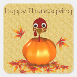 Lönsam Thanksgiving Turkiet i Pumpkin - Sticker Fyrkantigt Klistermärke