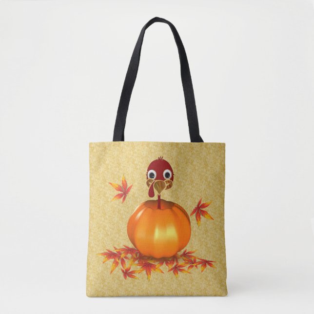 Lönsam Thanksgiving Turkiet i Pumpkin - Tote Bag Tygkasse (Framsida)