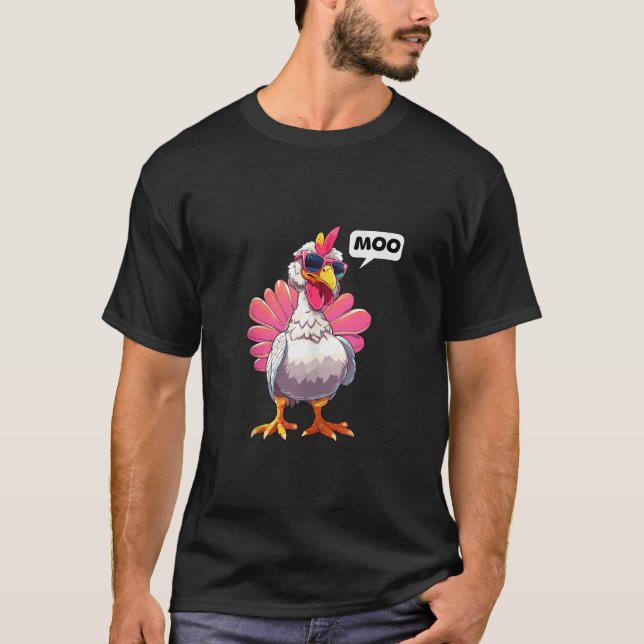 Lönsam Thanksgiving Turkiet Moo I är en Cow Manar  T Shirt (Framsida)
