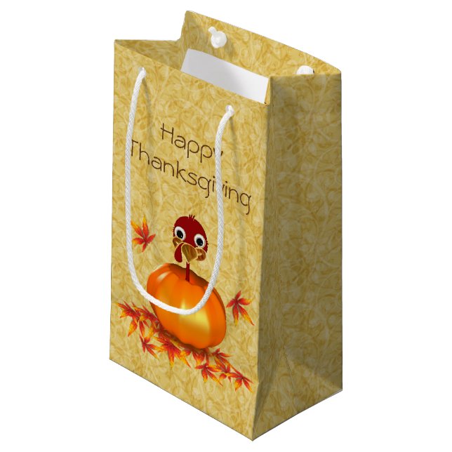 Lönsam Thanksgiving Turkiet Pumpkin Small Gift Bag (Framsidan Vinklad)