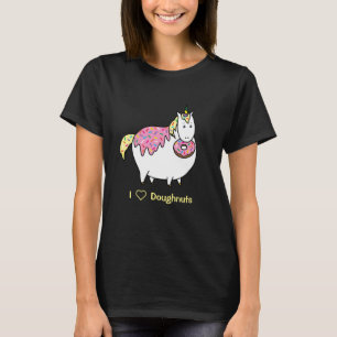 Lönsam Tjock Unicorn Eating Sprinkle Doughnut Tee
